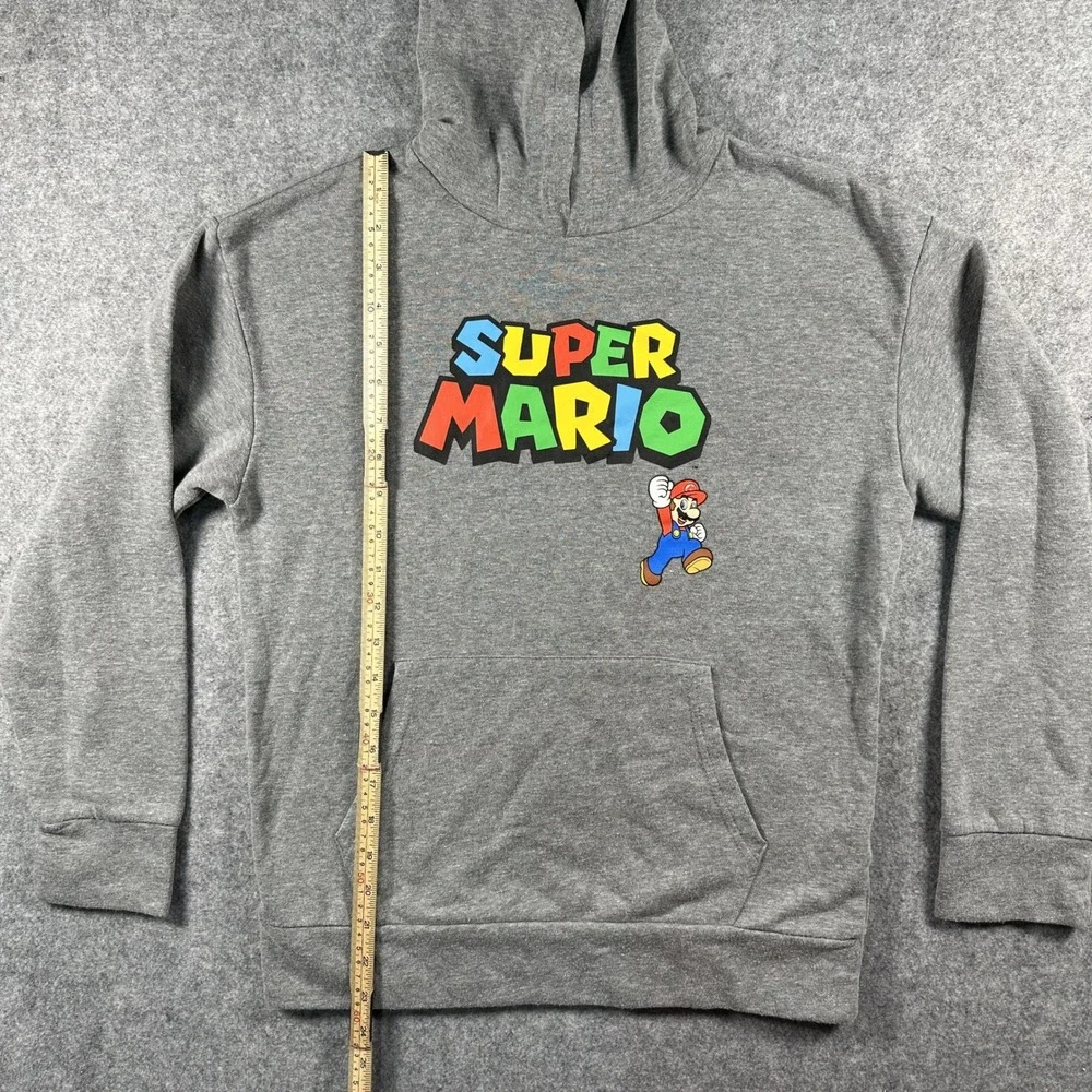 Old Navy Super Mario Graphic Hoodie XL (14-16) Grey Nintendo Gamer Pullover